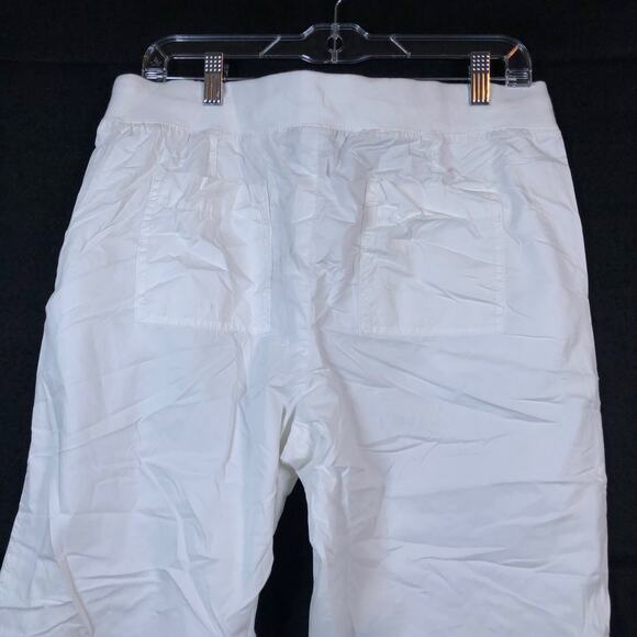 Talbots Womens Pants White High Rise Pull On Drawstring Ankle 100% Cotton 10 - Picture 10 of 11